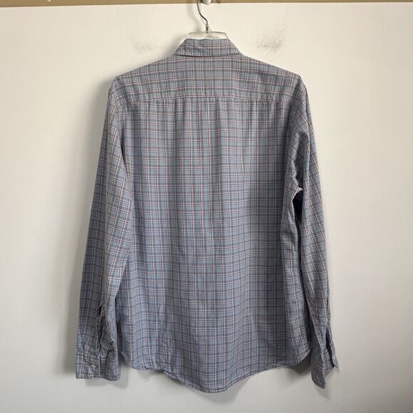 Faherty Mens Shirt L Button Front Blue Plaid Long Sleeve Active Cotton Pocket - Picture 11 of 11